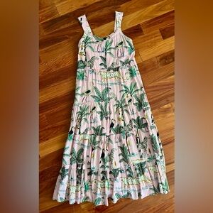 Beau & Ro Fully Lined Fun Pink Safari Maxi Dress Sz L